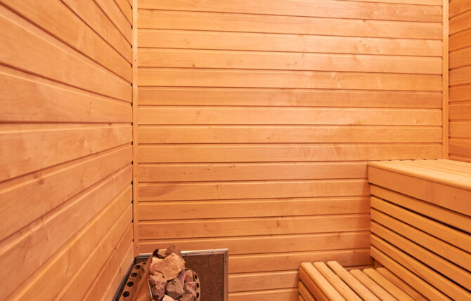 classic wooden sauna inside nobody